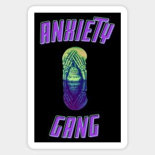 Anxiety Gang Skull covering eyes Sticker